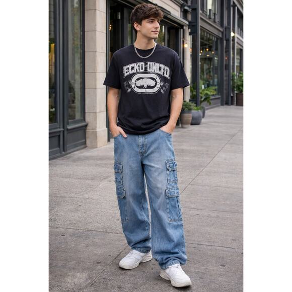 Liberty Blues Men's Big & Tall Cargo Jeans 39X34.5 Tall Relaxed Fit Denim Y2K - Picture 2 of 8